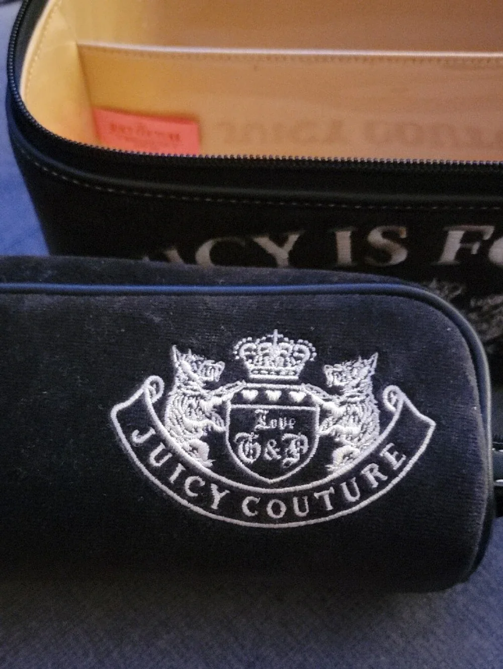 Vintage Y2K Juicy Couture Dark Brown Velvet Cosmetic Train Case Set